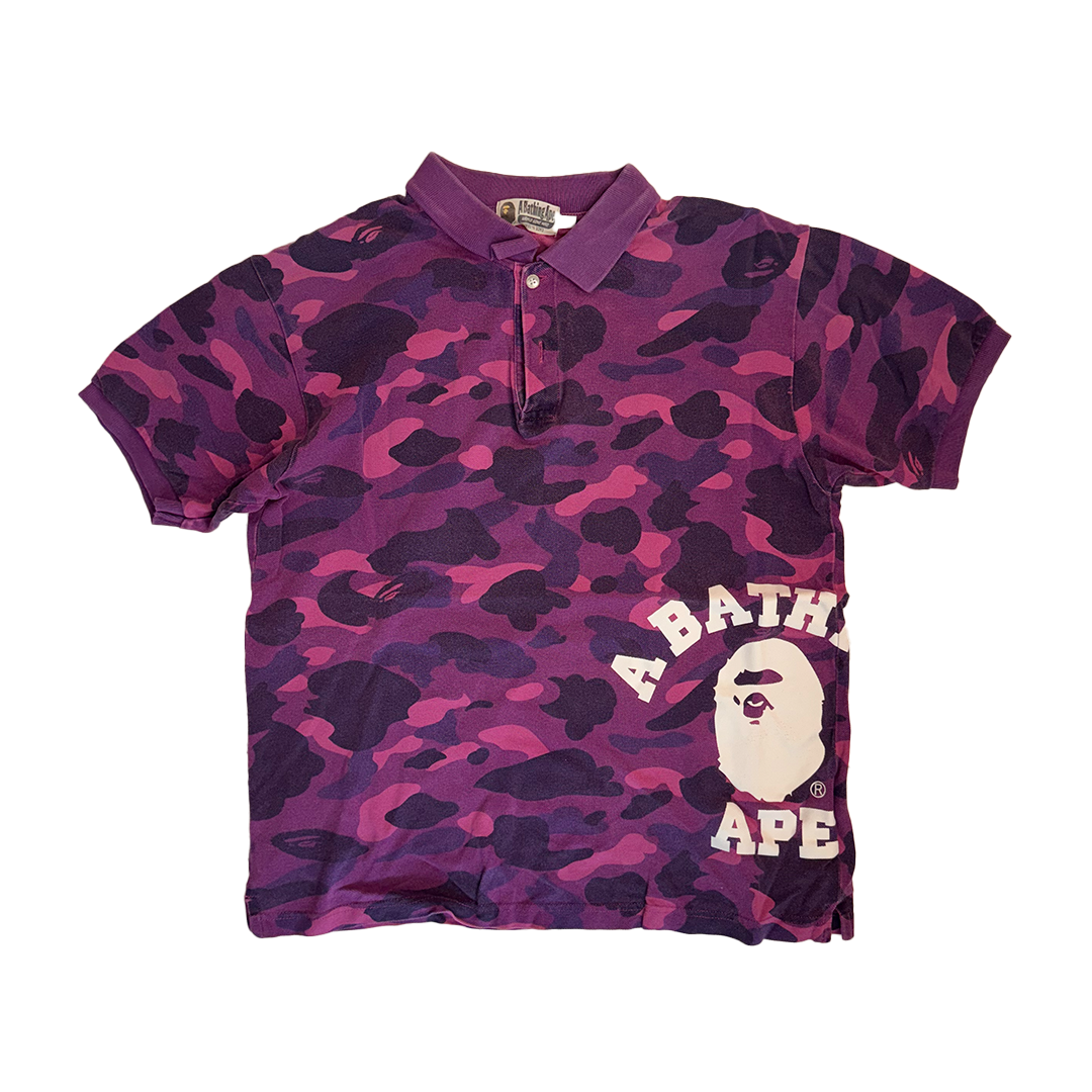 BAPE Purple Camo Side Print S/S Polo (L)