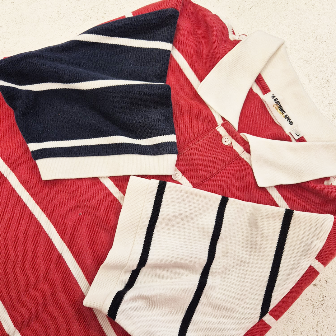 BAPE Multicolor Striped Polo (L)