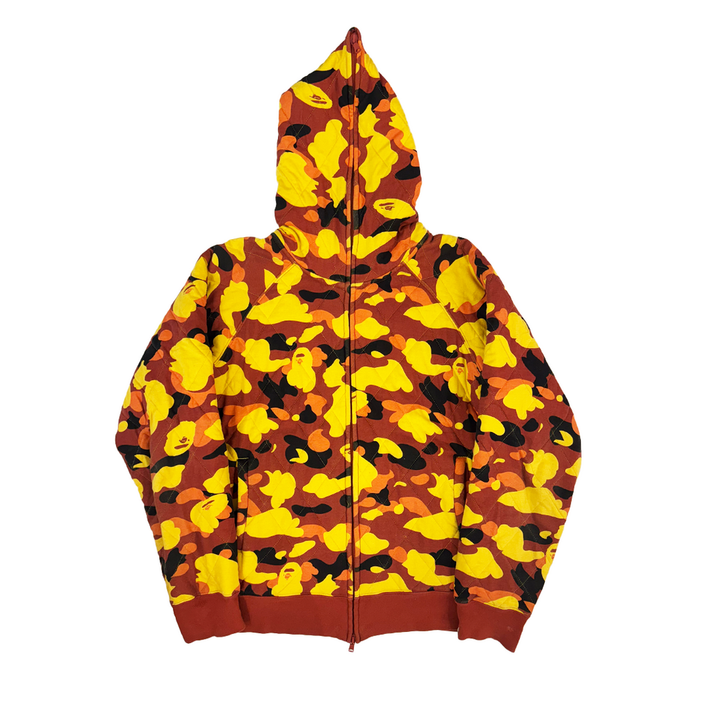 BAPE Orange Camo Quilted Hoodie (XL)