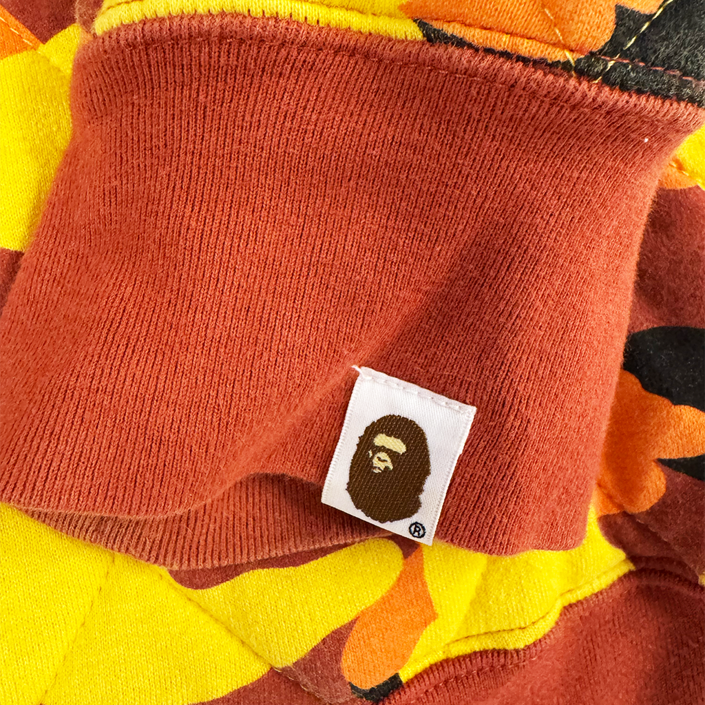 BAPE Orange Camo Quilted Hoodie (XL)
