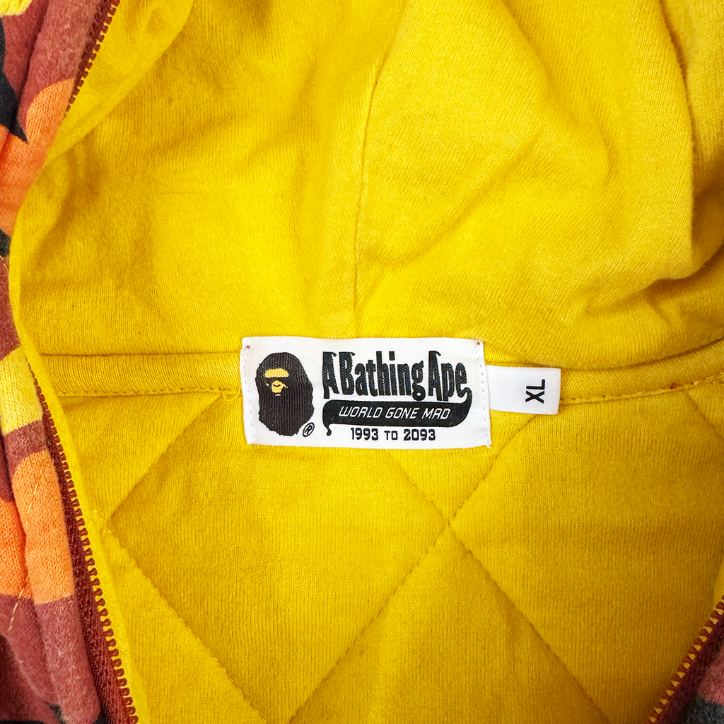 BAPE Orange Camo Quilted Hoodie (XL)