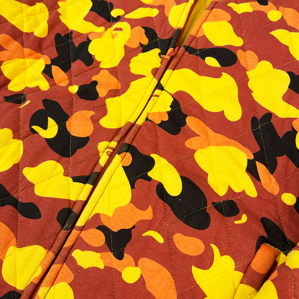 BAPE Orange Camo Quilted Hoodie (XL)