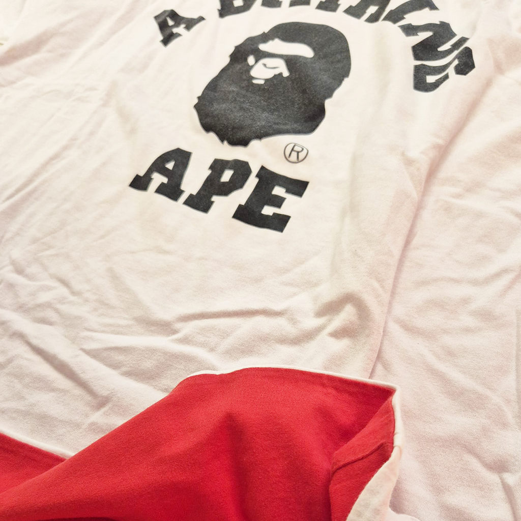 BAPE College Pirate White & Red Reversible Vintage Tee (L)