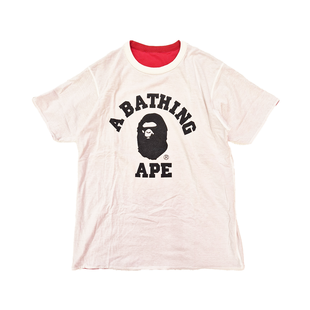 BAPE College Pirate White & Red Reversible Vintage Tee (L)