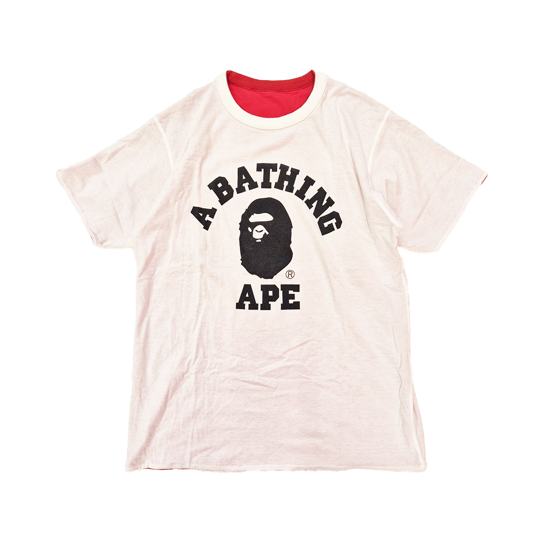 BAPE College Pirate White & Red Reversible Vintage Tee (L)