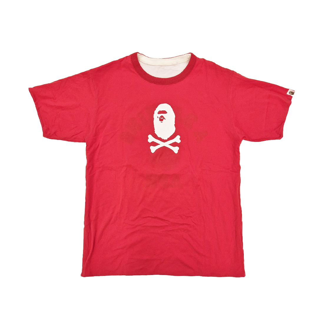 BAPE College Pirate White & Red Reversible Vintage Tee (L)