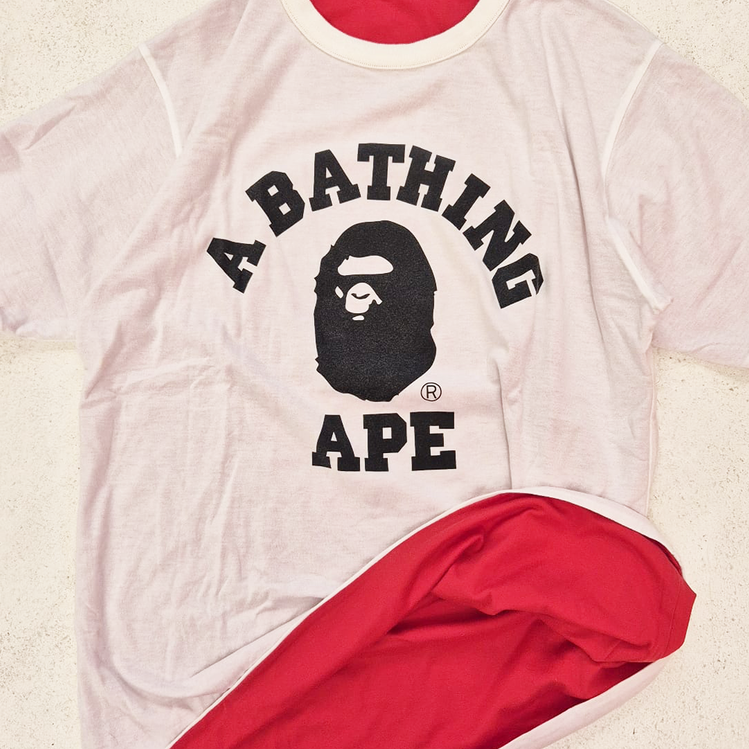 BAPE College Pirate White & Red Reversible Vintage Tee (L)