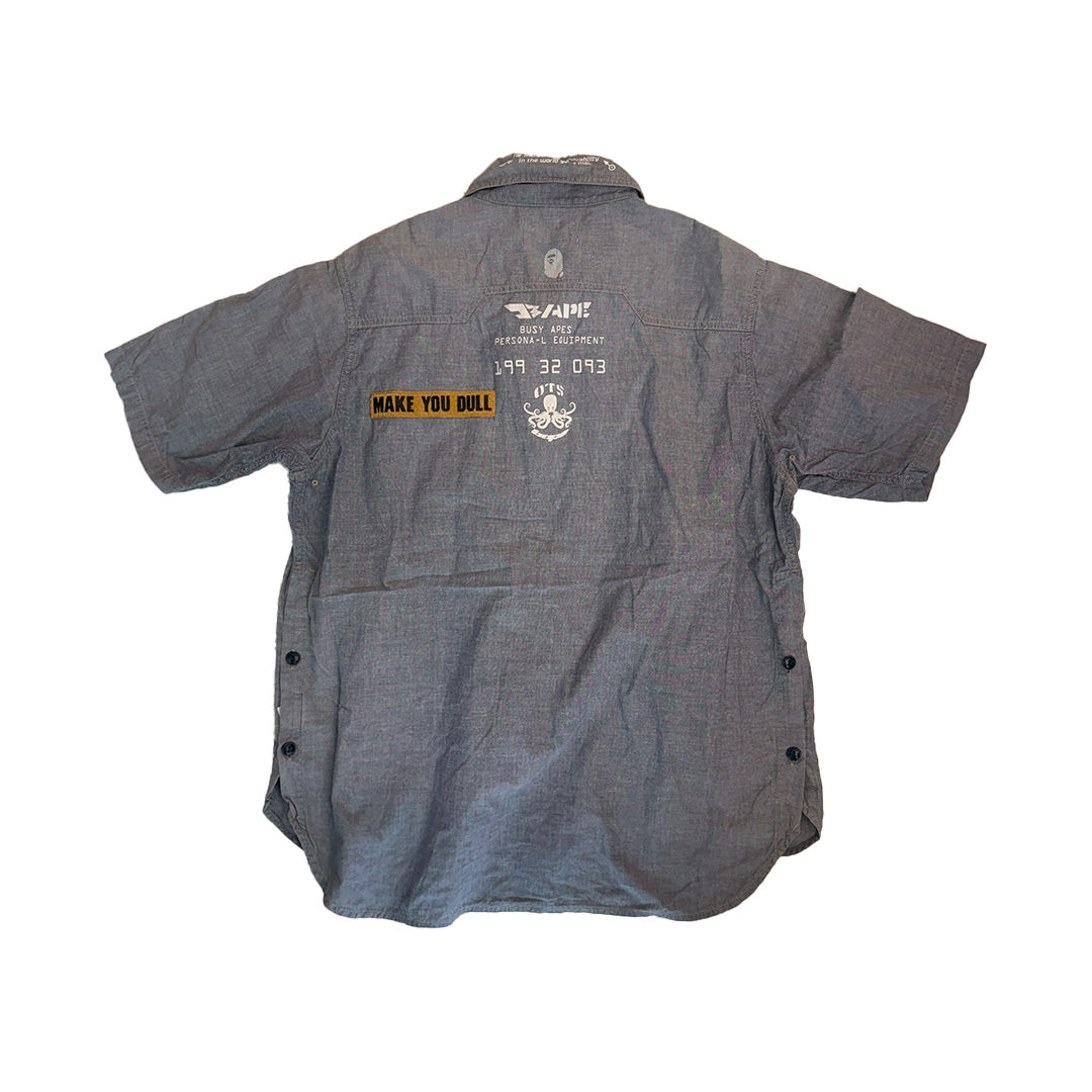 BAPE Busy Oprtr Blue S/S Shirt (L)