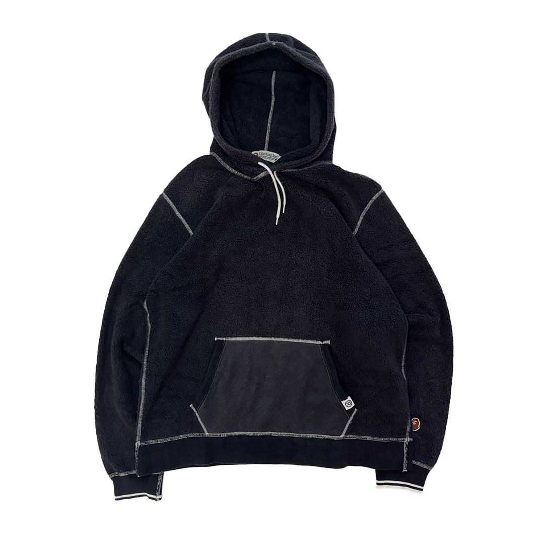 BAPE Stitching Black Pullover Hoodie (L)