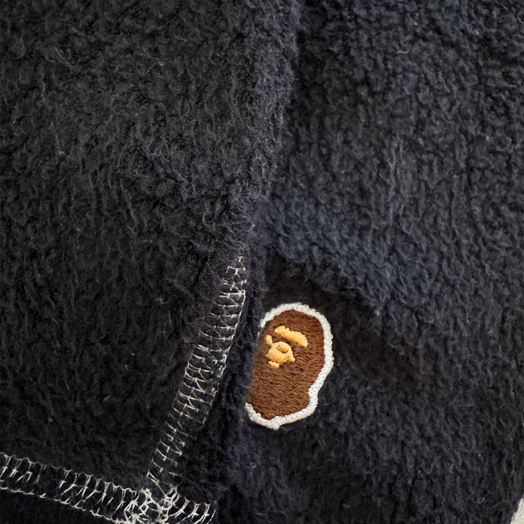 BAPE Stitching Black Pullover Hoodie (L)