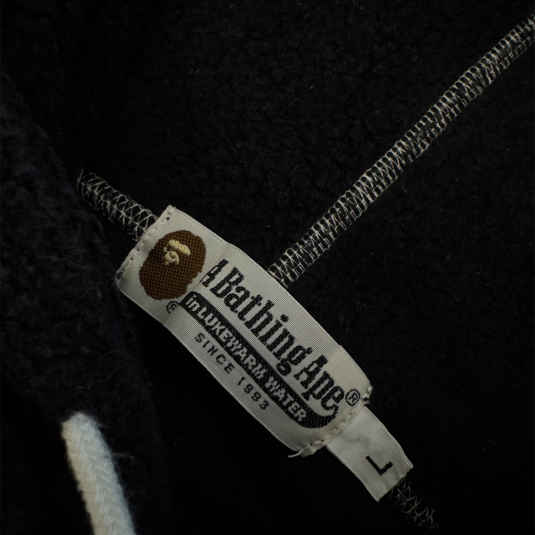 BAPE Stitching Black Pullover Hoodie (L)