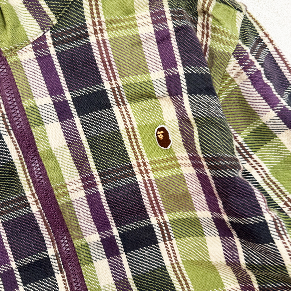 Bape Check Plaid Green and Purple Jacket (S)