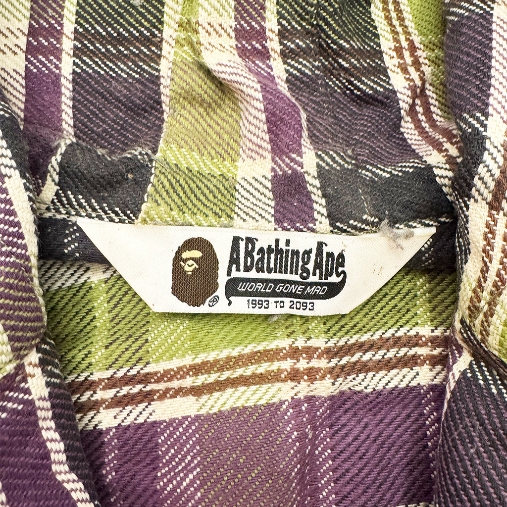Bape Check Plaid Green and Purple Jacket (S)