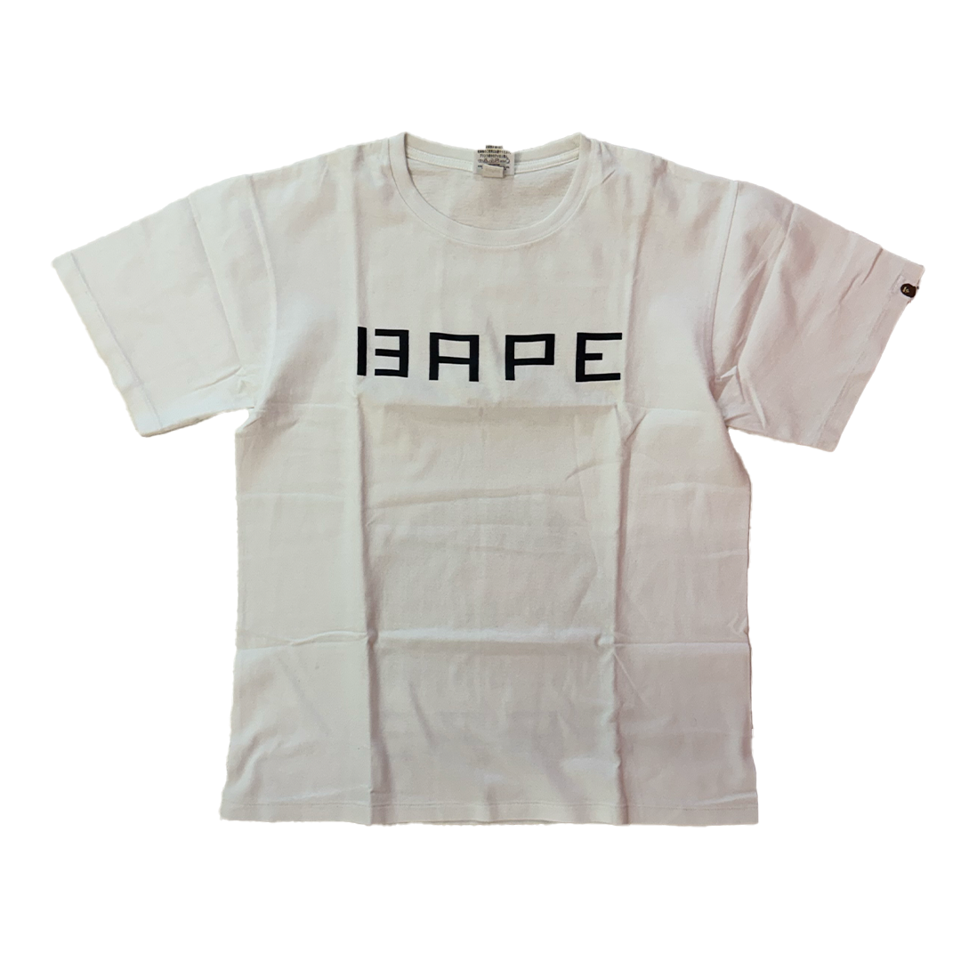 BAPE Spellout Barcode White Tee (L)