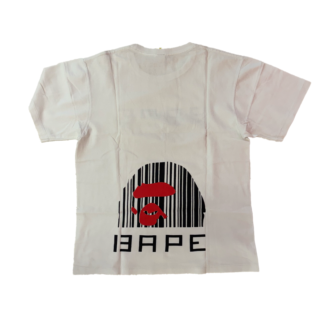 BAPE Spellout Barcode White Tee (L)