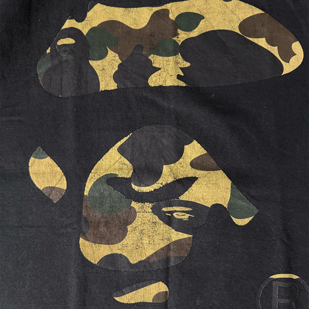 BAPE Camo Ape Face Black Tee (M)