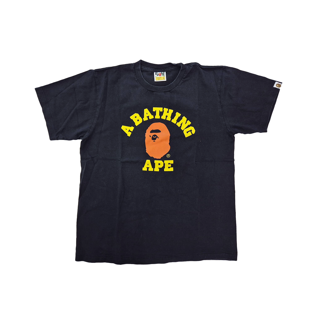 BAPE Yellow and Red College Black Tee (L)