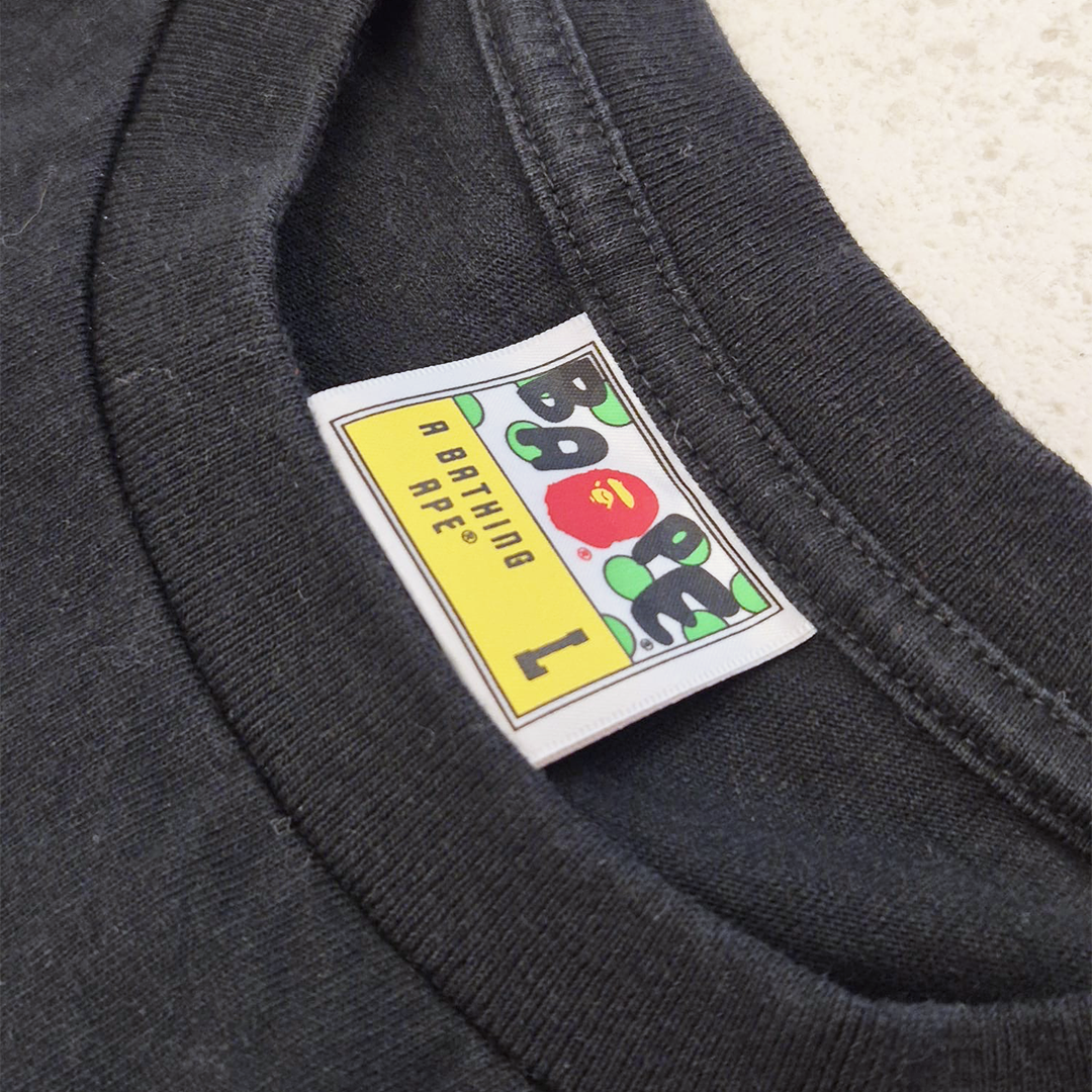 BAPE Yellow and Red College Black Tee (L)