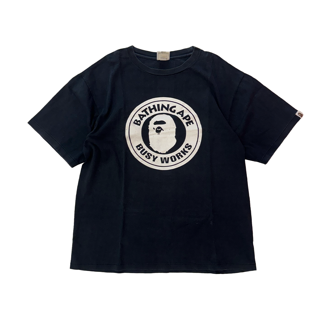 BAPE Busy Works White Circle Black Tee (XL)