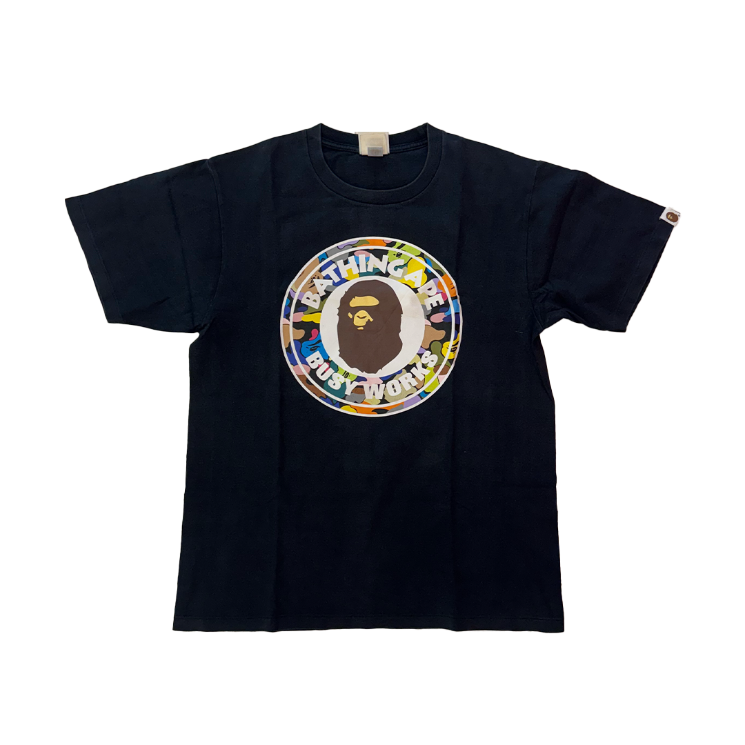 BAPE Busy Works Multi Camo Black Tee (M)