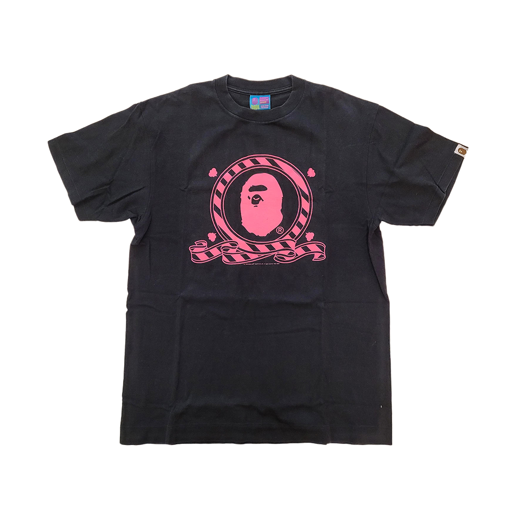 BAPE Pink Print Black Tee (L)