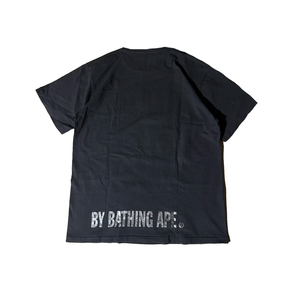 BAPE Silver Ape Face Black Tee (L)