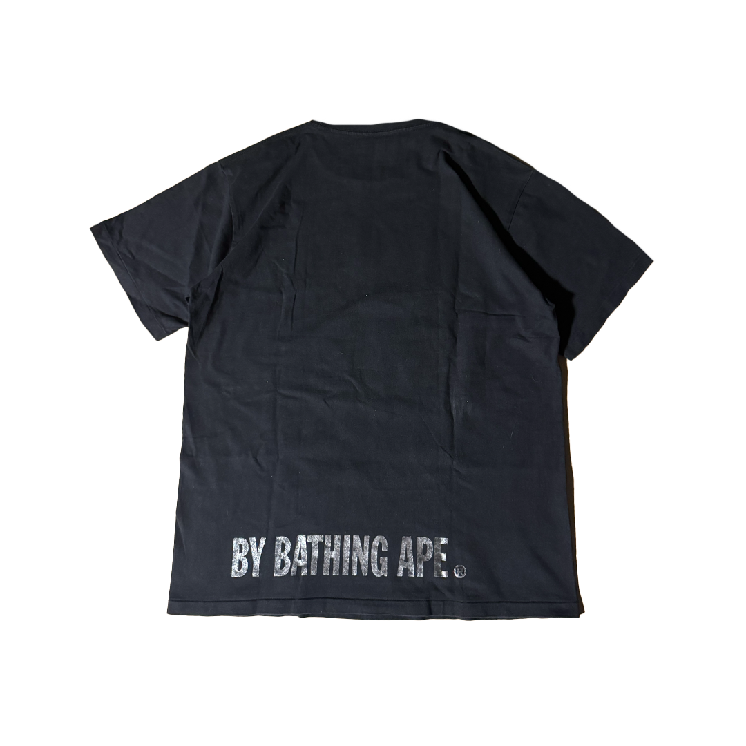 BAPE Silver Ape Face Black Tee (L)