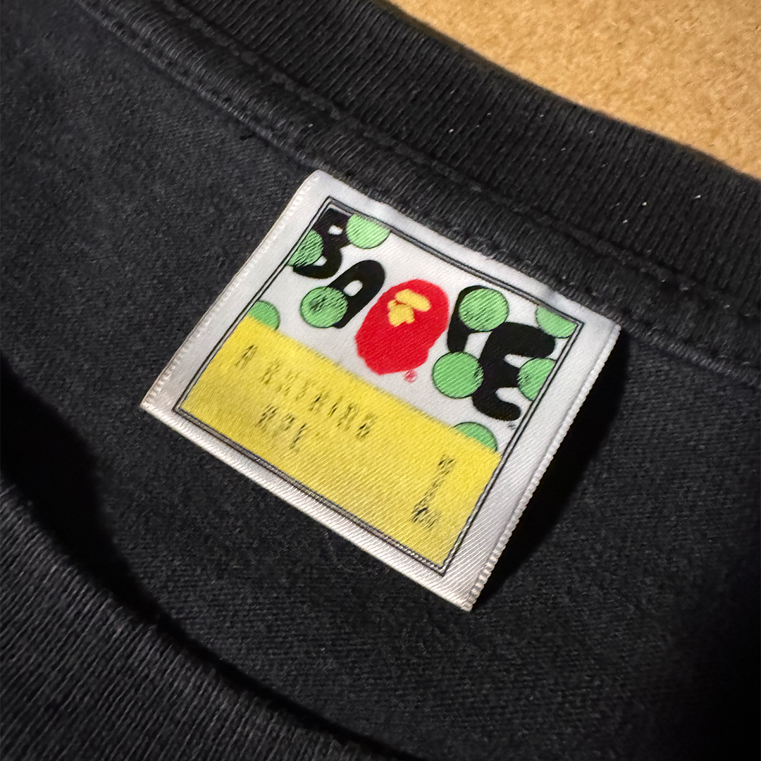 BAPE Silver Ape Face Black Tee (L)