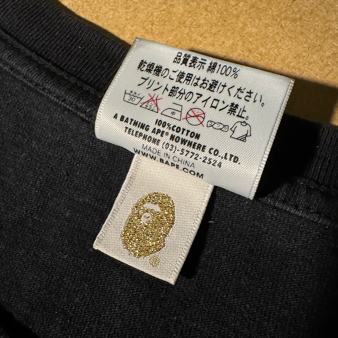 BAPE Silver Ape Face Black Tee (L)
