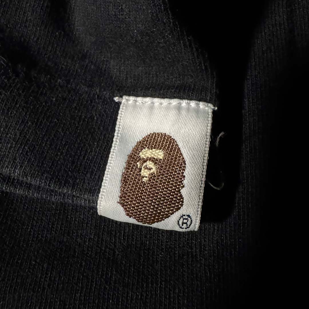 BAPE Silver Ape Face Black Tee (L)
