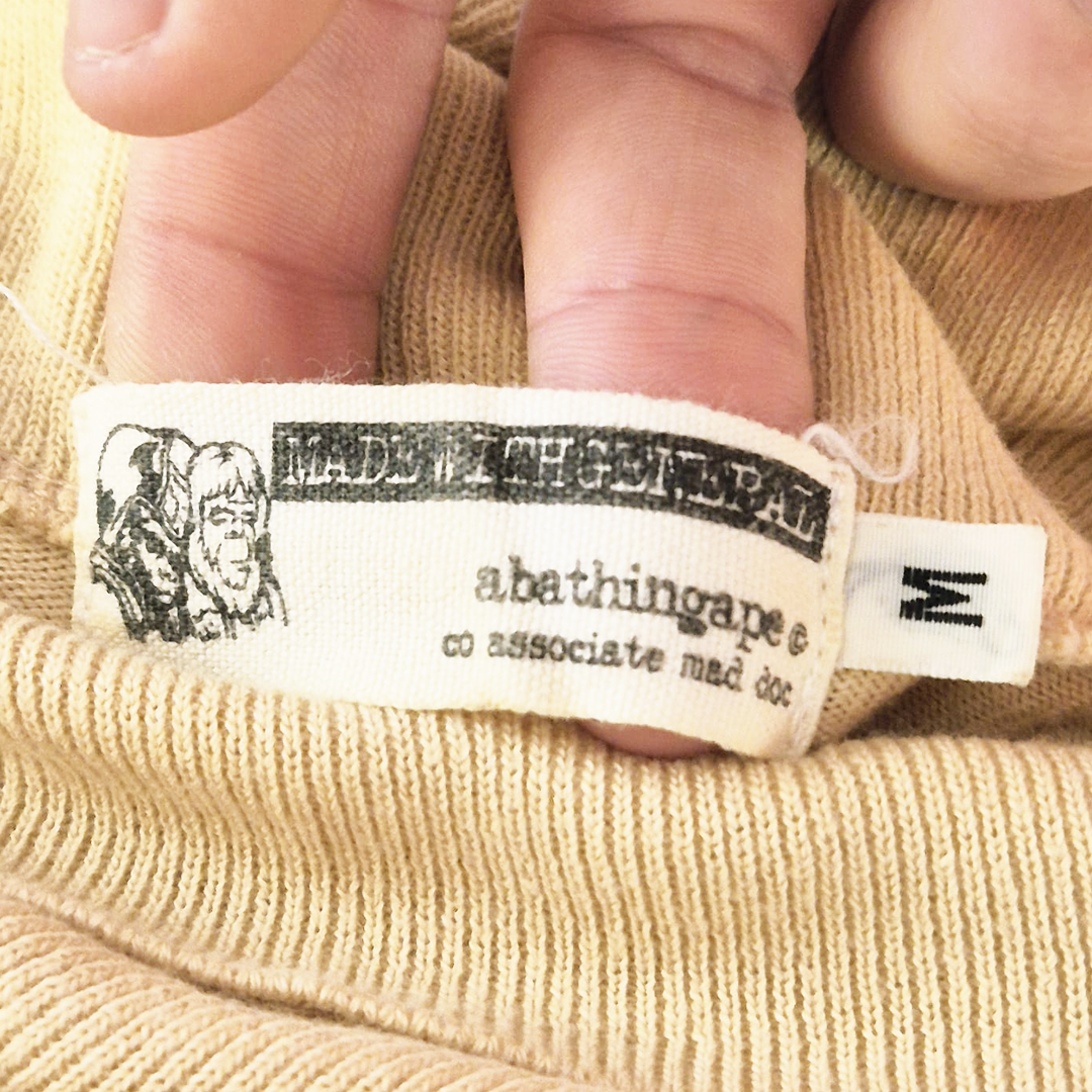BAPE 90s Turtleneck Vintage Beige Sweater (M)