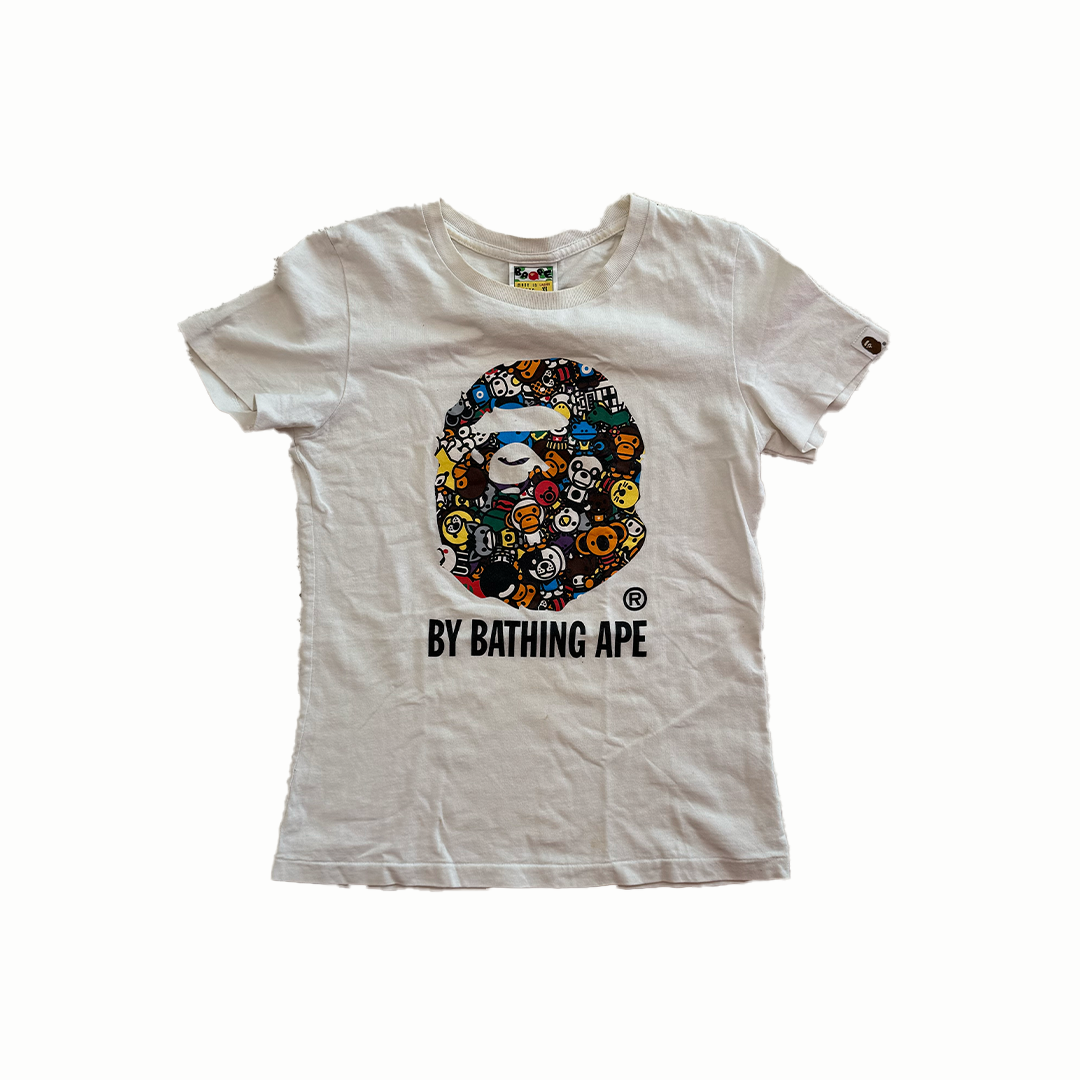 BAPE Big Head Baby Milo and Friends White Tee (Ladies XS)