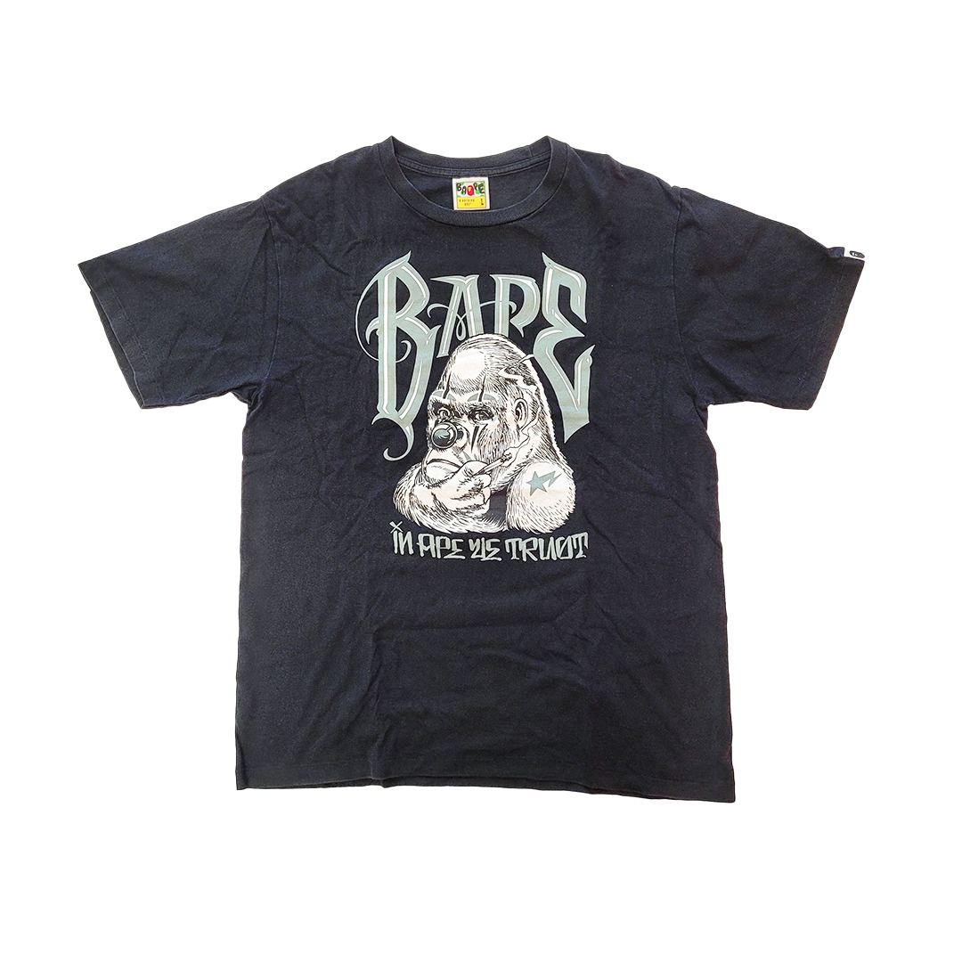 BAPE x UNDFTD x Mister Cartoon Black Tee (L)