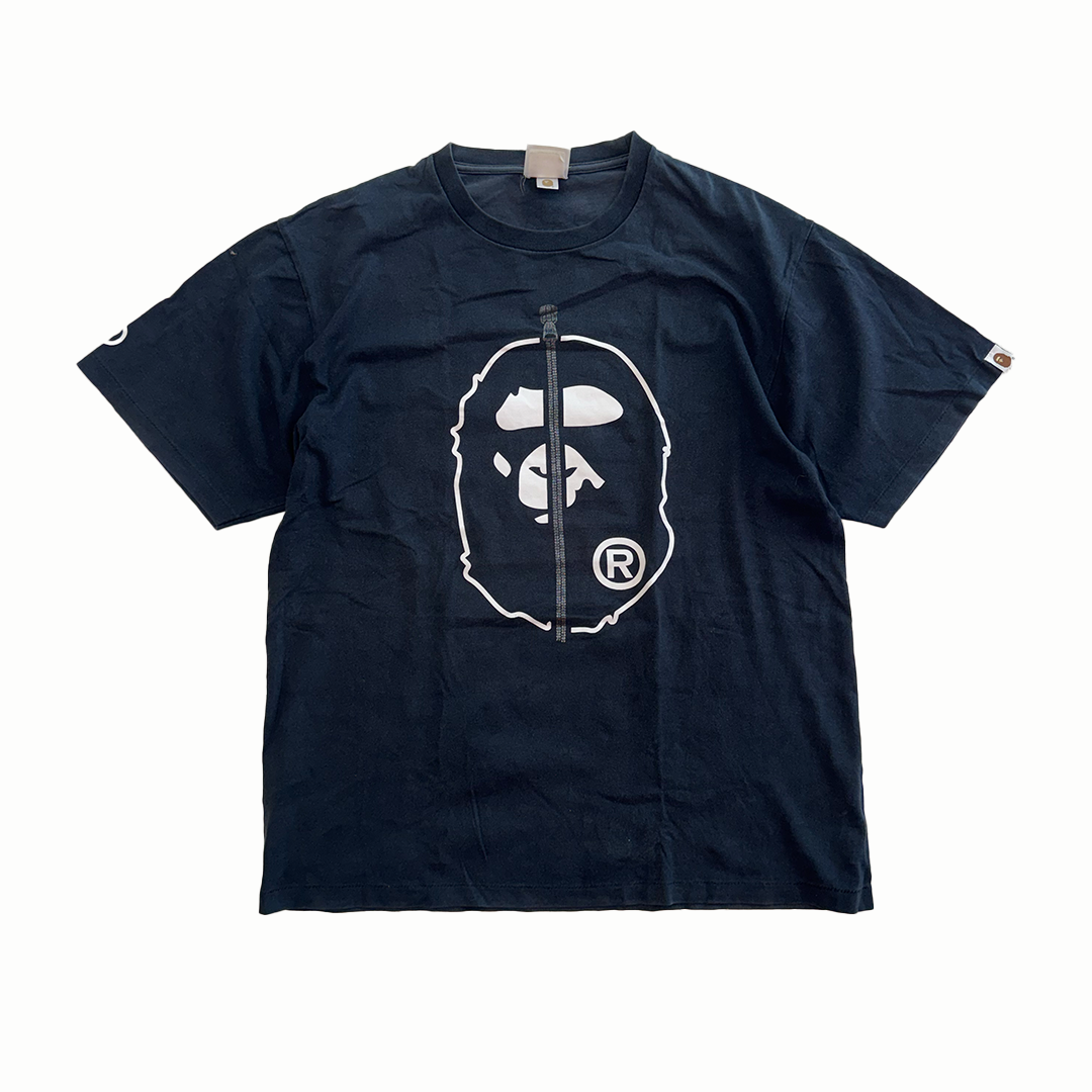 BAPE Monkey Fake Zip Black Tee (XL)