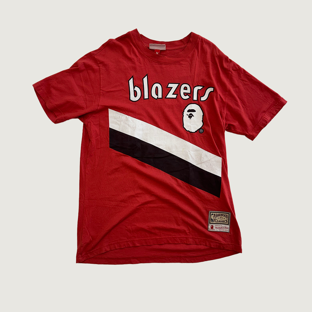 BAPE x Mitchell & Ness Blazers Red Tee (M)