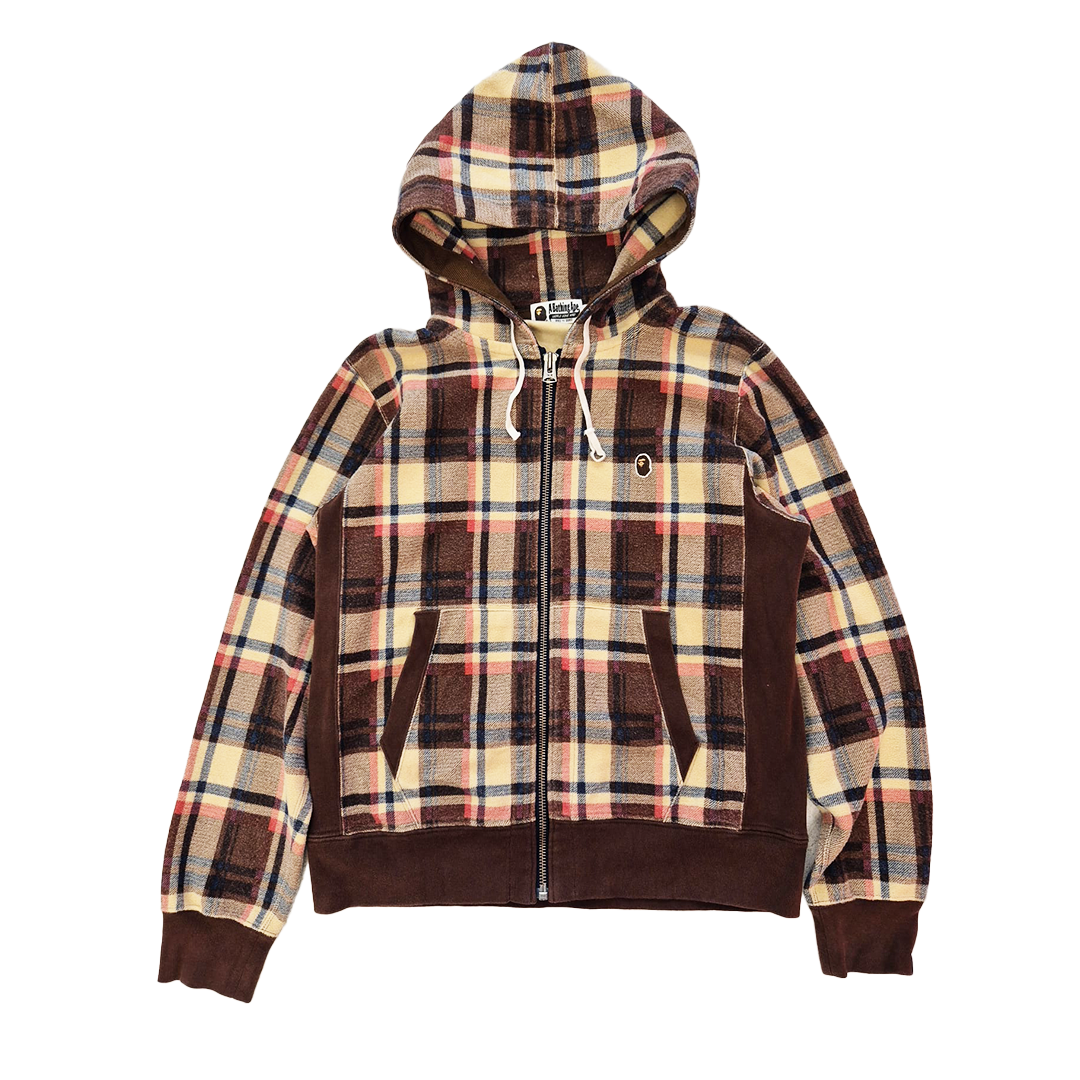 BAPE Plaid Checked Zip Hoodie (L)