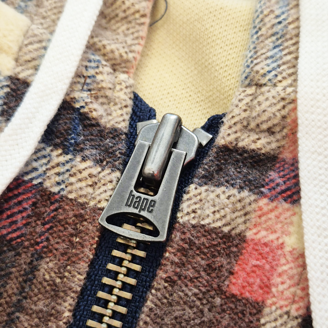 BAPE Plaid Checked Zip Hoodie (L)
