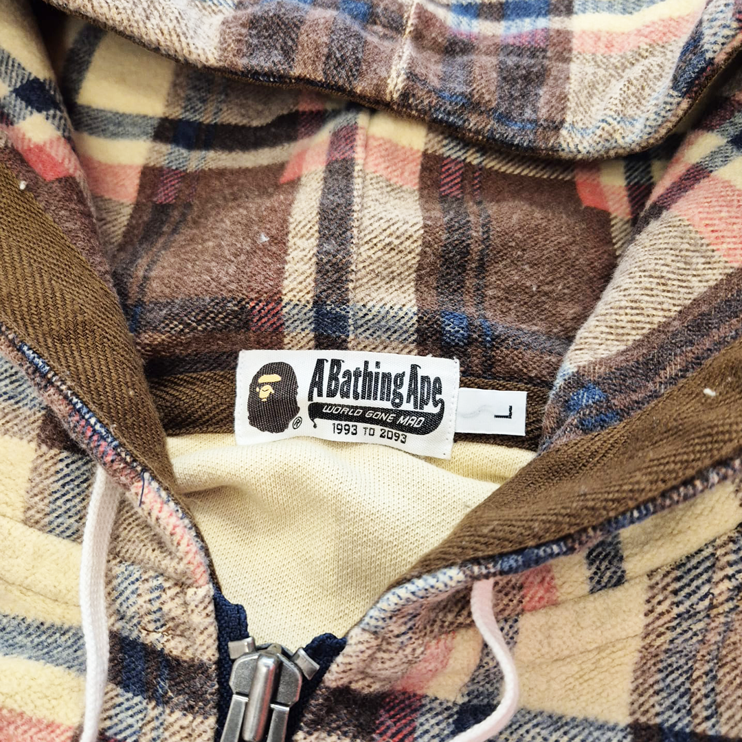 BAPE Plaid Checked Zip Hoodie (L)