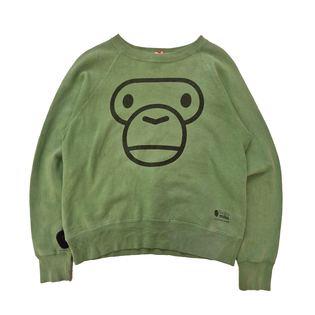 BAPE Baby Milo Vintage Green OG Milo Face Sweater (S)