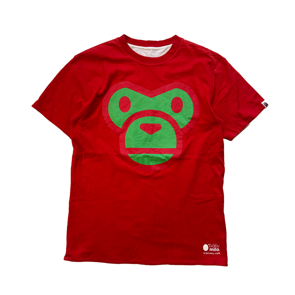 BAPE Vintage Baby Milo Big Head Red Double Layered Tee (L)