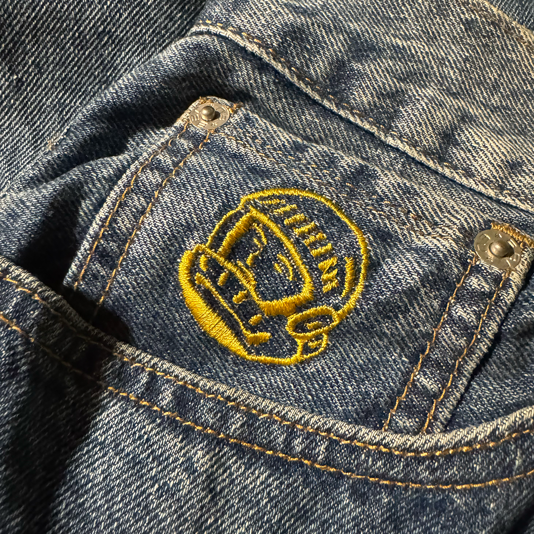BBC Embroidery Helmet Denim Pants (38)