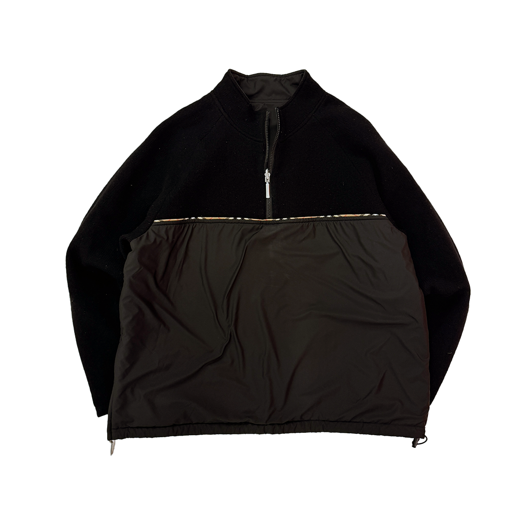 Burberry Reversible Black Half-Zip Fleece (L)