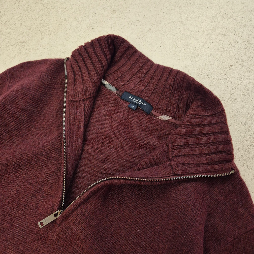 Burberry Cashmere Zip Red Sweater (M)