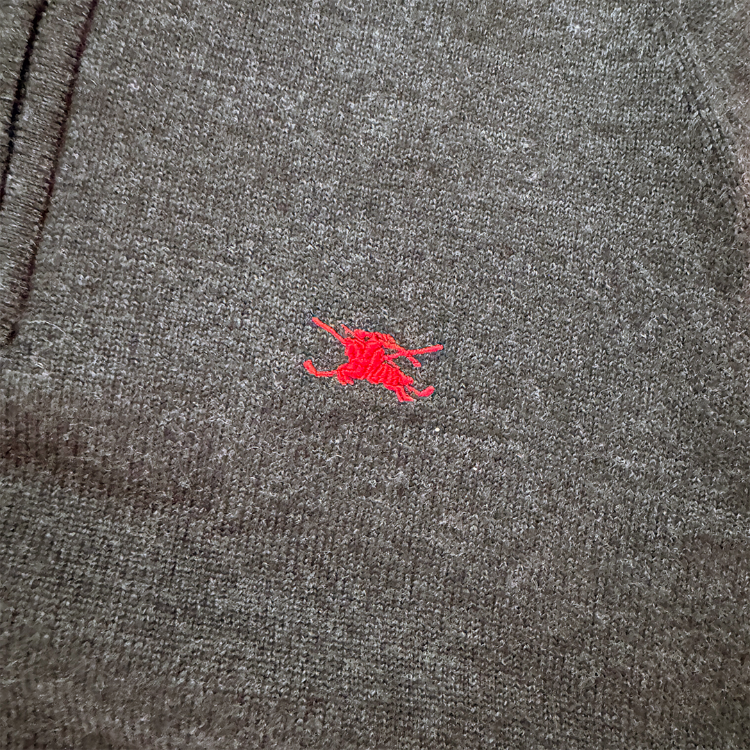 Burberry Black and Red Half-Zip Knit (M)