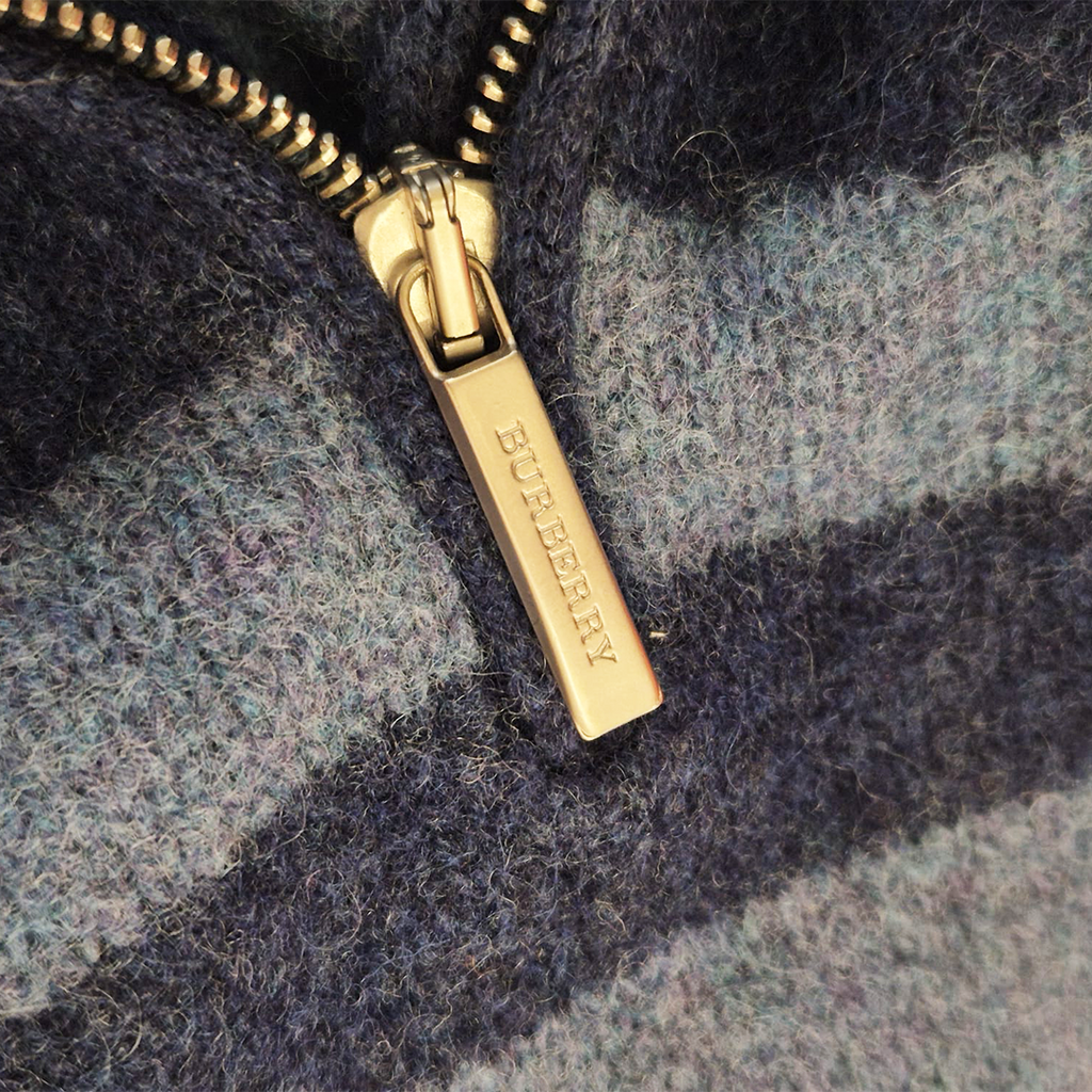 Burberry London Striped Wool Half-Zip Sweater (48 S/M)
