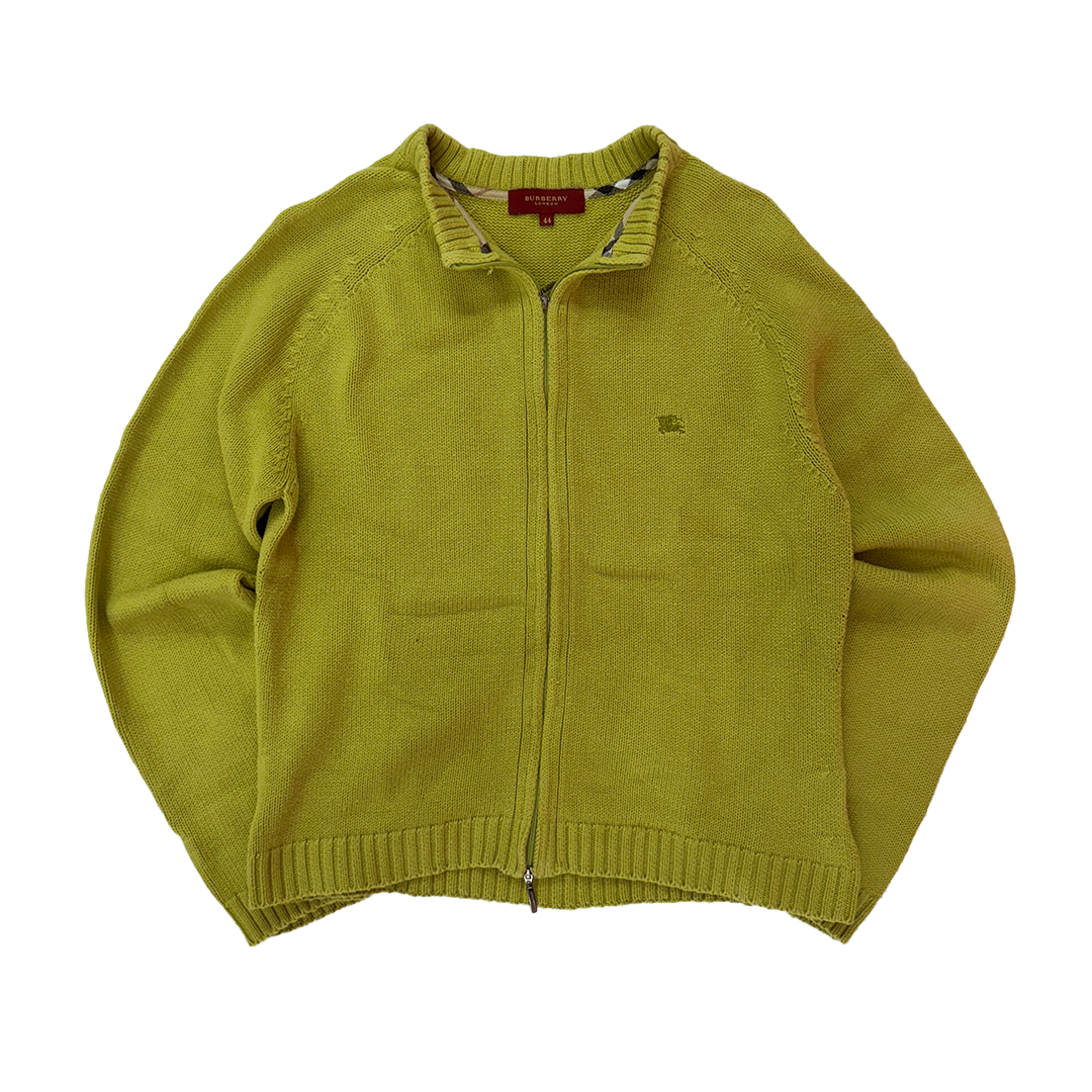 Burberry Yellow/Light Green Knit Zip Sweater (44 - M)