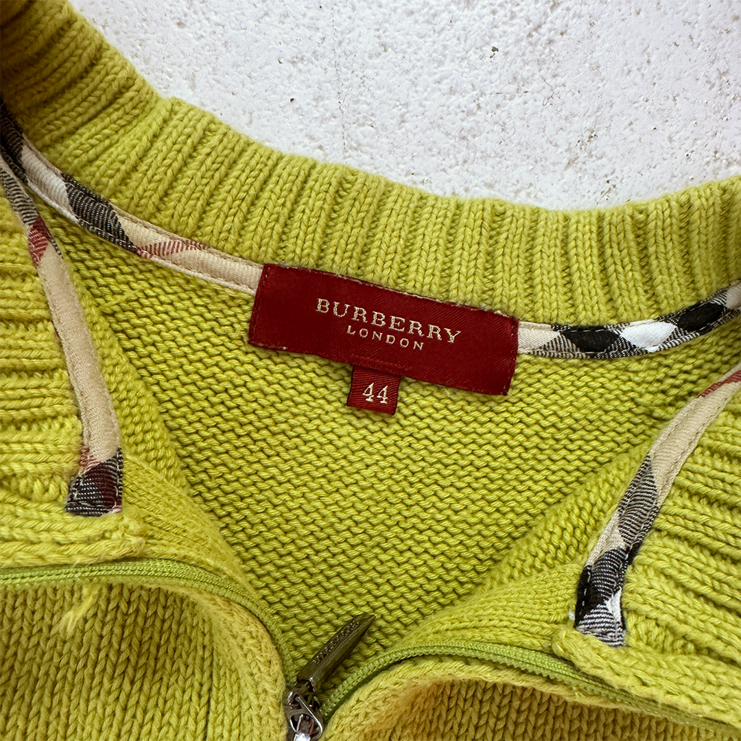Burberry Yellow/Light Green Knit Zip Sweater (44 - M)
