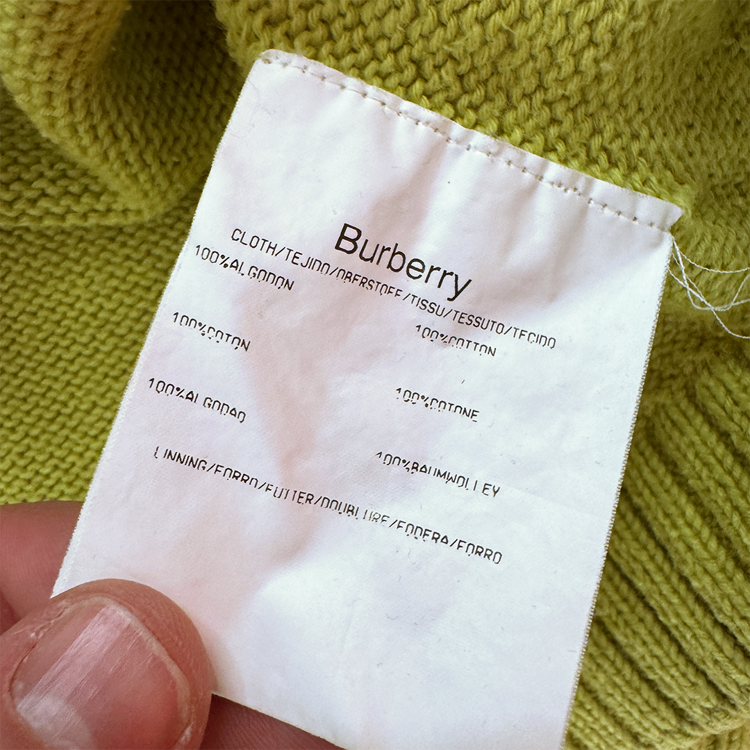 Burberry Yellow/Light Green Knit Zip Sweater (44 - M)