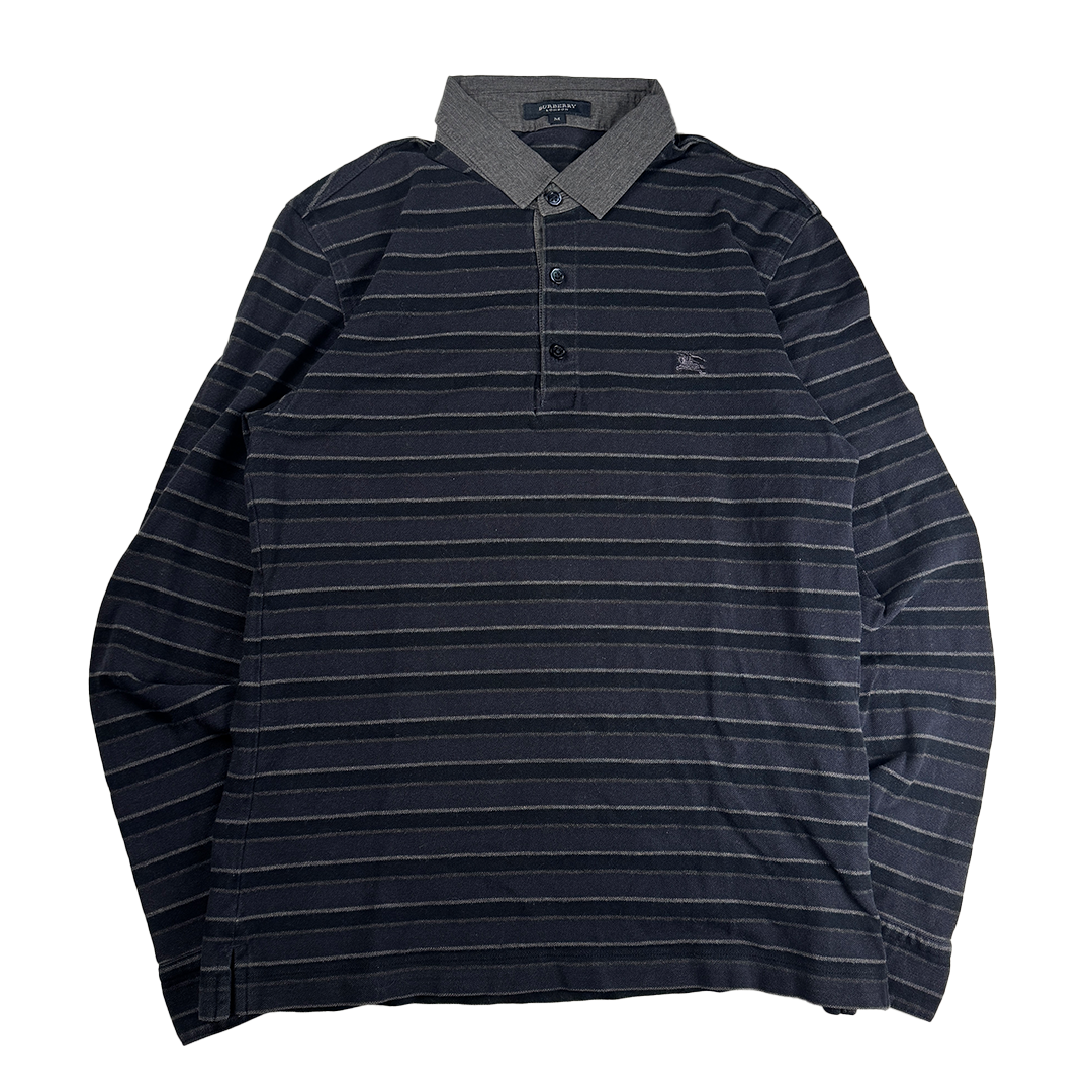 BURBERRY Lined Navy Blue L/S Polo Shirt (M)
