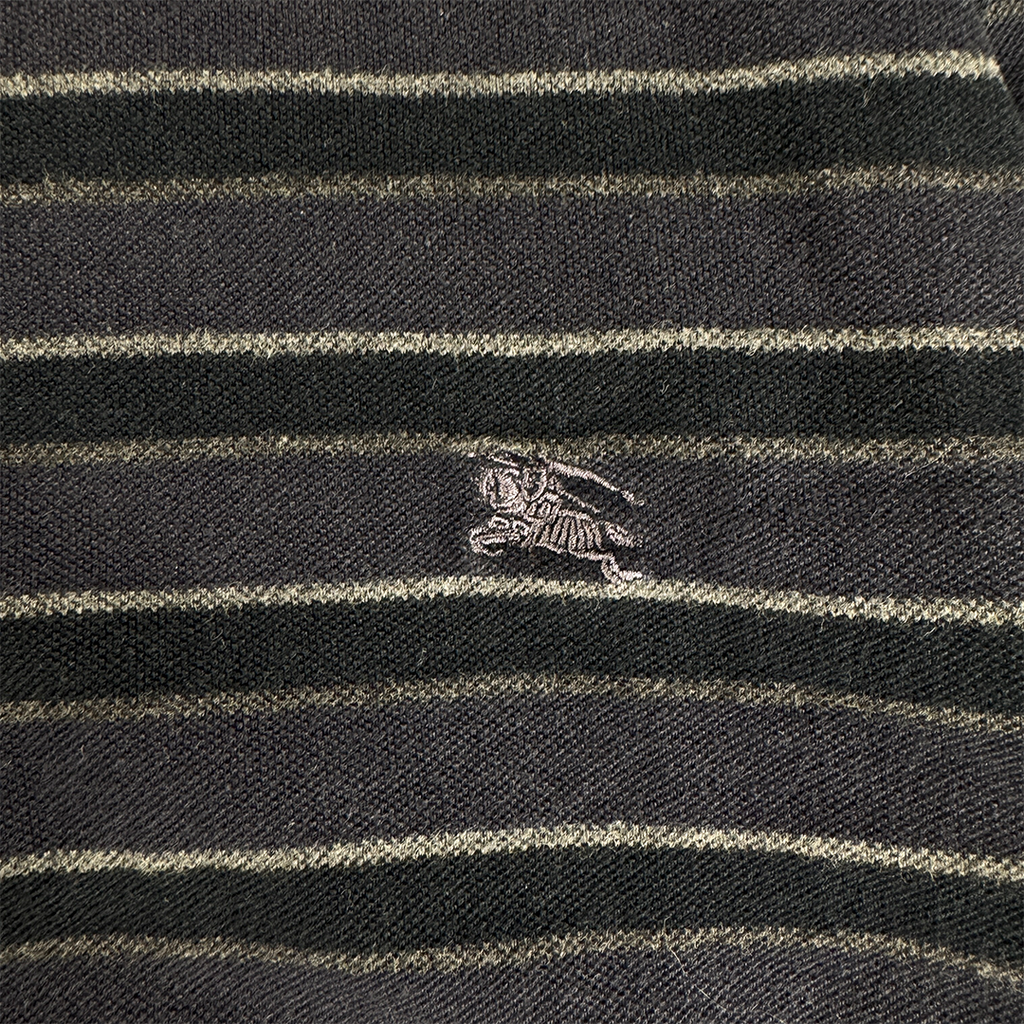 BURBERRY Lined Navy Blue Long-Sleeved Polo Shirt (M)